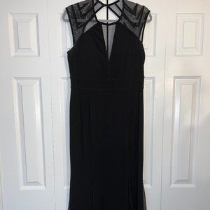 Floor-Length Formal Geometric Illusion Black Gown